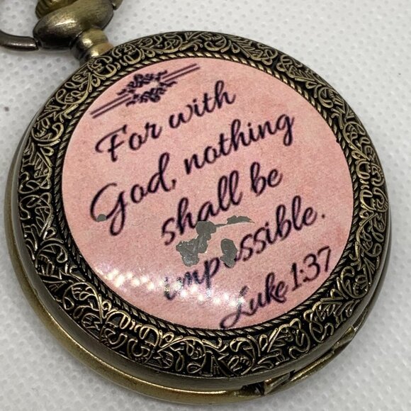 Strada pocket watch cooper toned 46mm quartz analog with chain necklace running - Picture 2 of 6